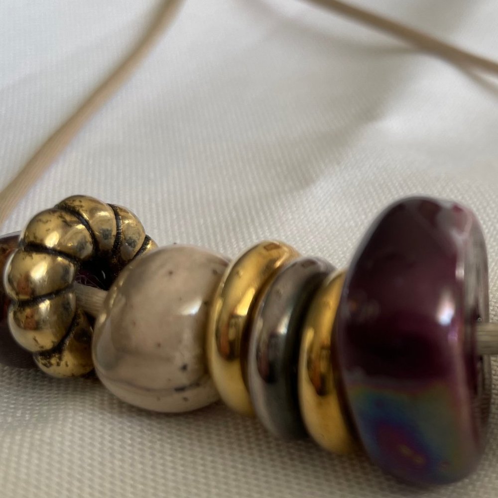 Purple and Gold 24" chunky necklace